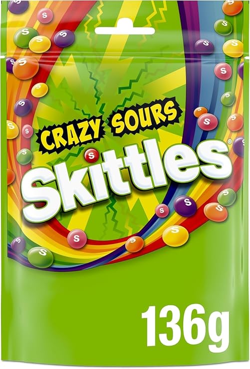 Skittles Crazy Sours Sweets Pouch 136g (Pack of 1)