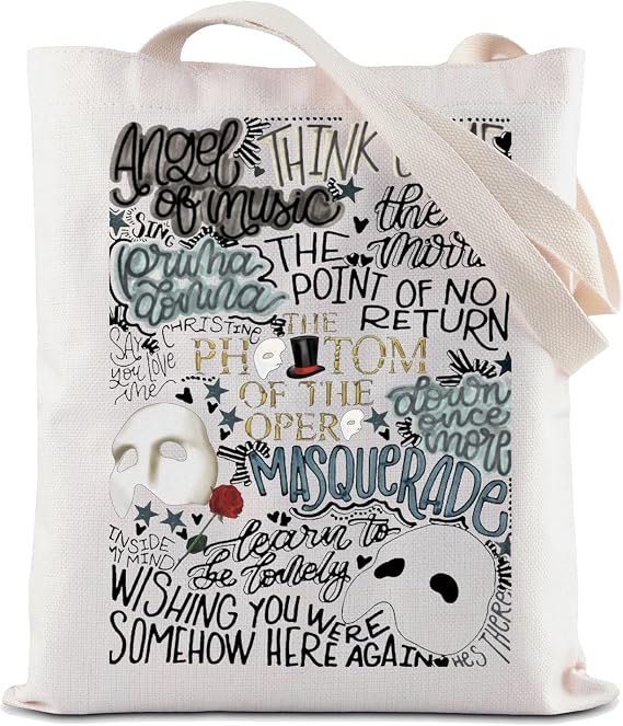ZJXHPO Opera Musical Tote Bag Musical Reusable Grocery Shopping Bag Musical Theatre Gift (Opera Tote