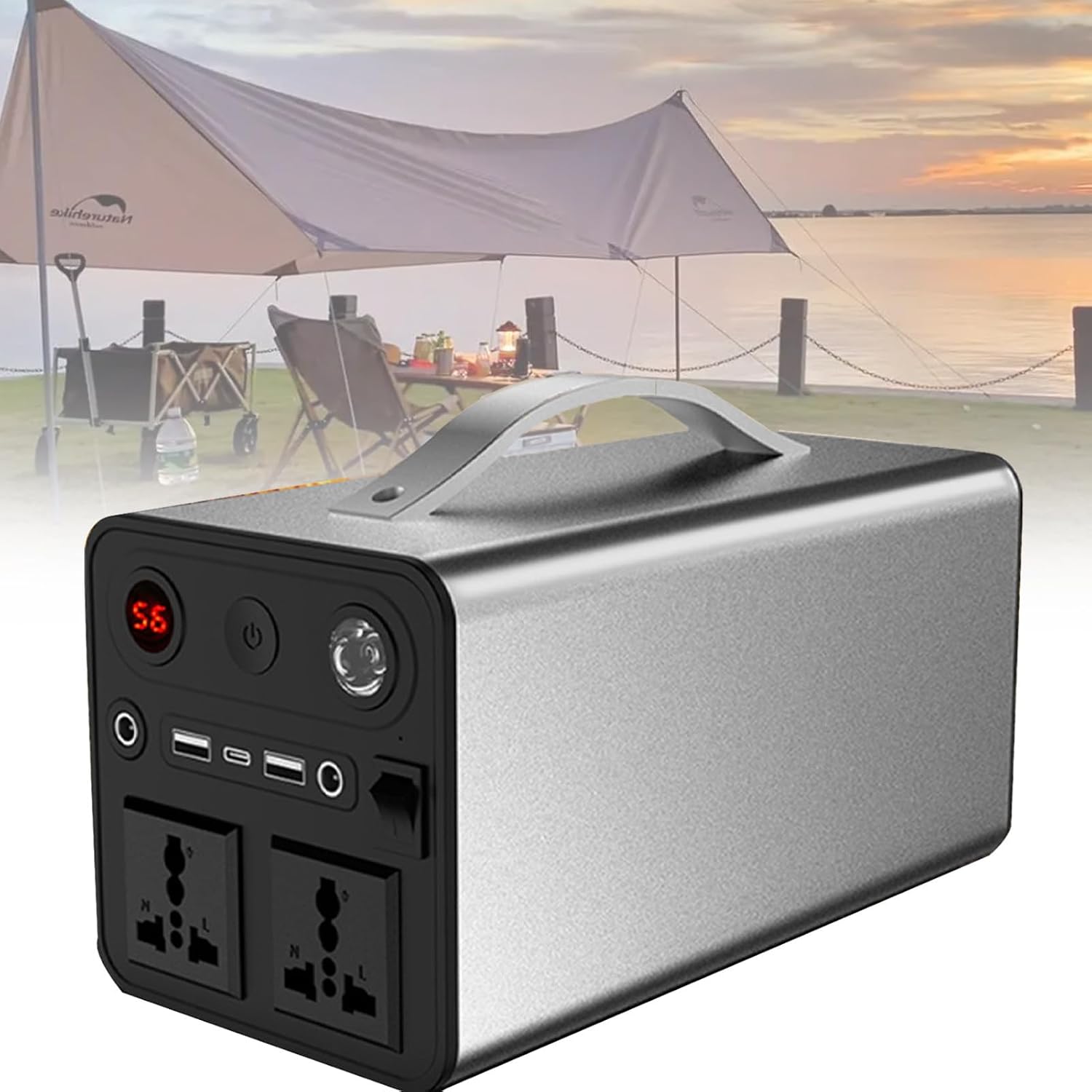 Portable Power Station 300W 90000mAh, Laptop Power Bank, AC/DC/USB/Type-C Outlet, 6 power supply ports, for Camping, Outdoor Adventure Explorer, Travel, Emergency Power