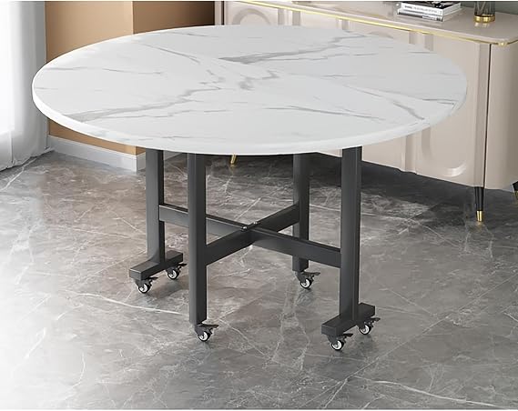 Folding Drop Leaf Table for Small Spaces, Extendable Dining Table with 6 Wheels, Versatile Carbon Steel Bracket, Collapsible Butterfly Design (160cm)