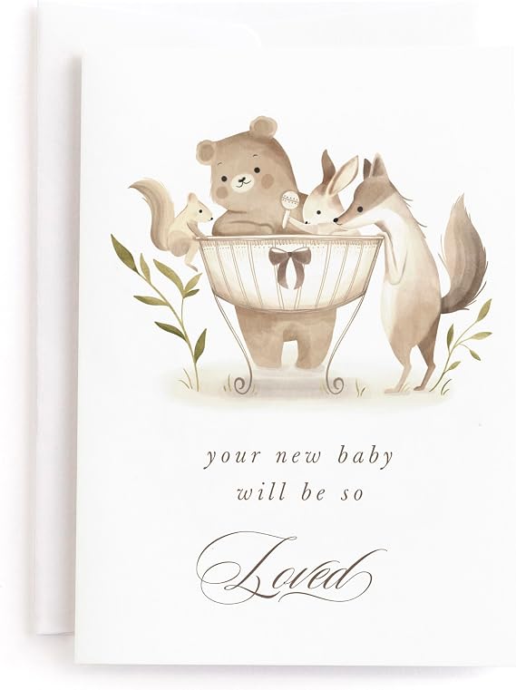 Minted | New Baby Shower Greeting Card, 5x7 w/Envelope | Woodland Baby | Independent Artist-Designed with Quality Materials