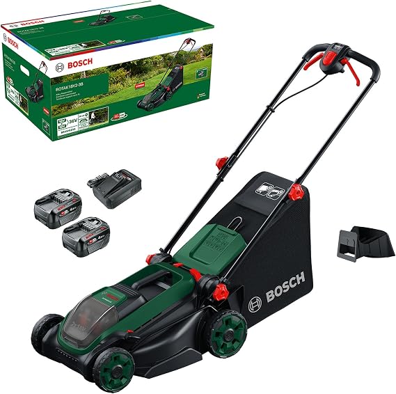 Bosch Rotak 18V-38 (2x 4.0Ah, Çift Akü) Çim Biçme Makinesi [Enerji Sınıfı A]
