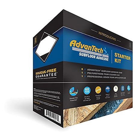 AdvanTech Subfloor Adhesive Starter Kit - Gun-Applied Foam Construction Adhesive - Professional-Grade - Short-Barrelled Foam Applicator & Cleaner for Subfloor Installation