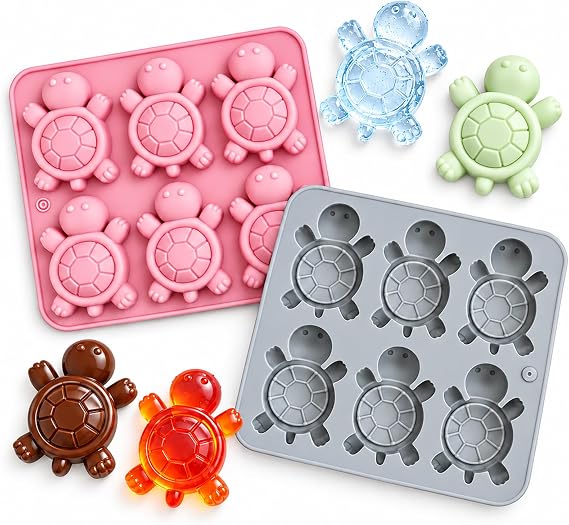 2 Pack Turtle Silicone Molds,Pink & Grey