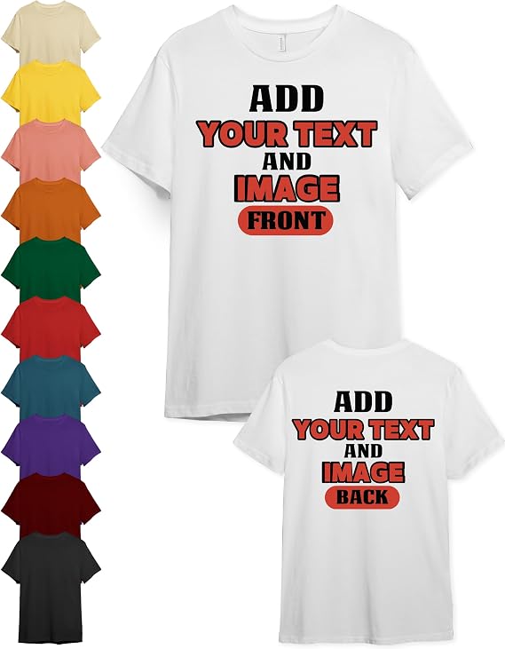 BELLA+CANVAS Custom T-Shirts for Men & Women - Personalized Unisex Crewneck Tee Shirt - Customize Your Image, Text & Photo