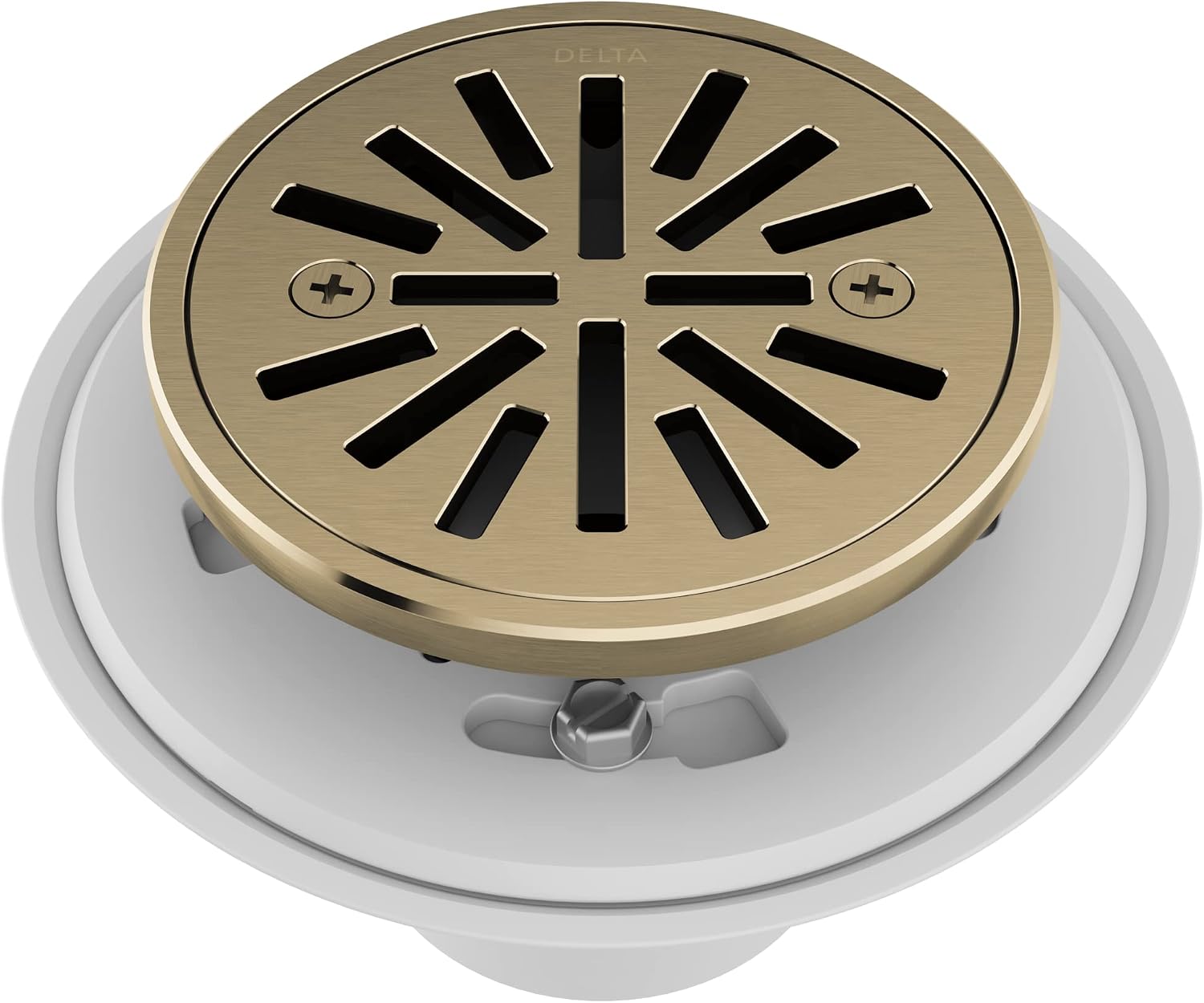 Delta 4 Inch Brushed Gold Tile-In Round Shower Floor Drain with Gasket and Removable Drain Gate, Champagne Bronze DT061411-CZ