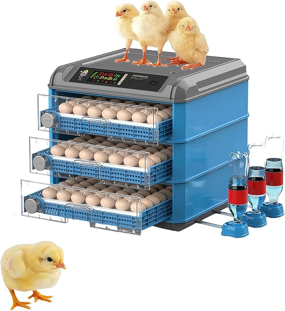 Automatic Egg Incubator, 24-300 Egg Poultry Hatcher with LED Screen, Automatic Turning for Chickens and Ducks, Dual-Power Functionality