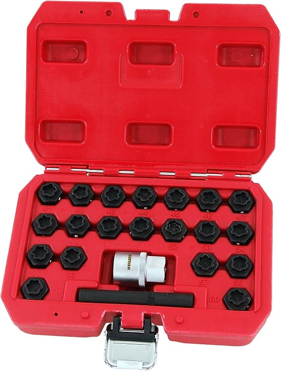 Neilsen CT4132 22pc Locking Wheel Nut Key Set Compatible with BMW Models – Includes 22 Keys with 1/2in Drive Socket Adaptor, Durable Storage Case, Ideal for Locking Wheel Bolts
