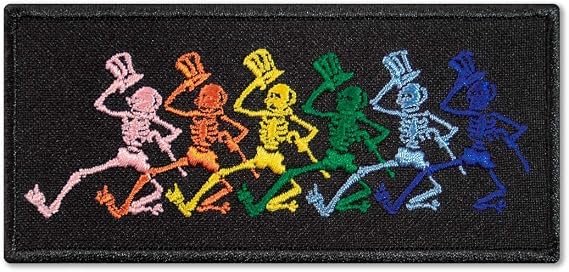 Grateful Jumbo Dancing Skeletons Embroidered Patch Iron On (4.4" x 2")