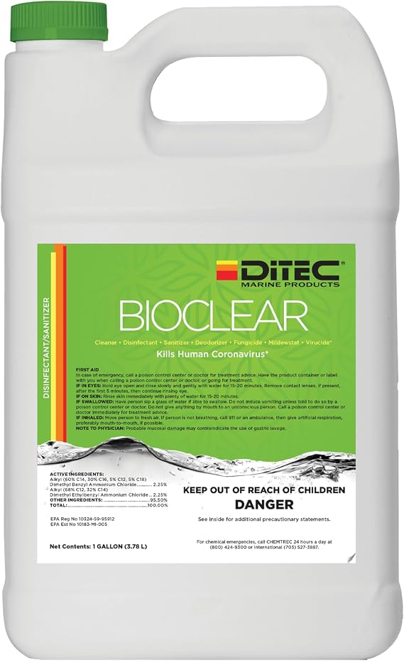 DITEC Bioclear Marine Surface Disinfectant, Interior Exterior, 1 Gallon