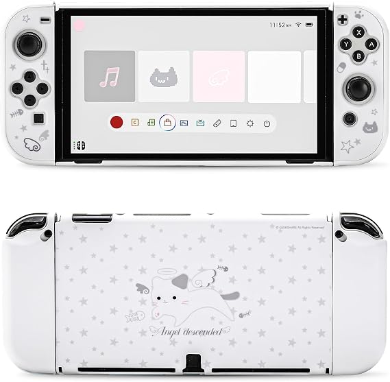 GeekShare Cute Protective Case for Switch OLED Slim Cover Case Hard PC Protective Shell Compatible with Switch OLED - Angel Descended