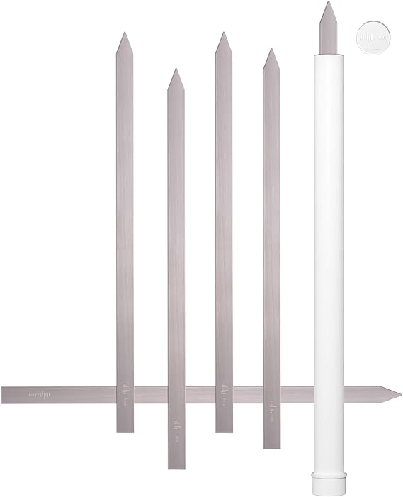 + HOM 6 Kebab 1" Wide Flat Skewers, Stainless Steel, No-Wood Handle, Koobideh Persian Kabob, Carrying Case