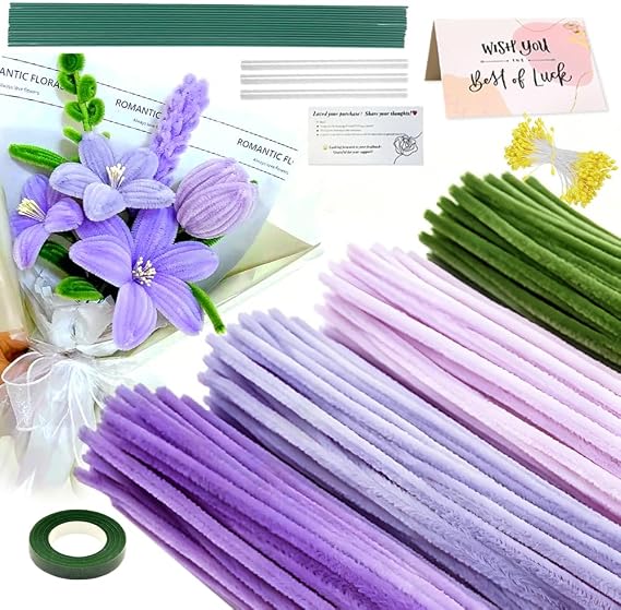 216PCS Taro Purple and Green Pipe Cleaners Craft Supplies Pipe Cleaners