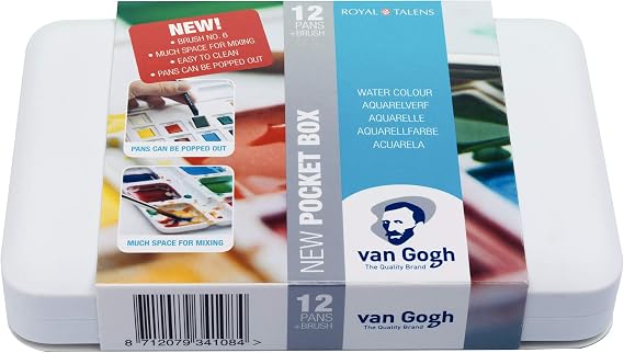 Van Gogh Watercolour Paint Set, Basic Colors, 12 Half-Pan