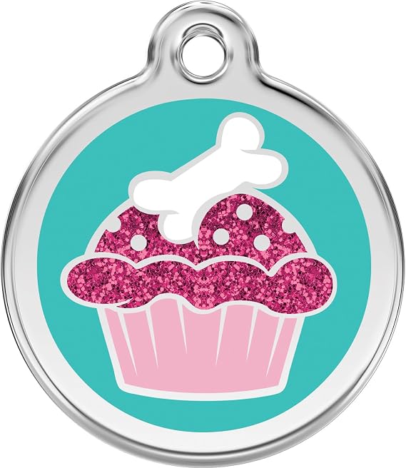 Red Dingo Personalized Glitter Cup Pet ID Dog Tag (Medium)