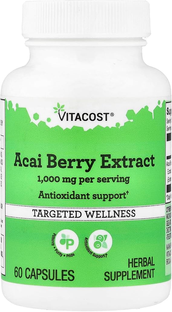 Vitacost Acai Berry Extract, 60 Capsules (500 mg per Capsule)