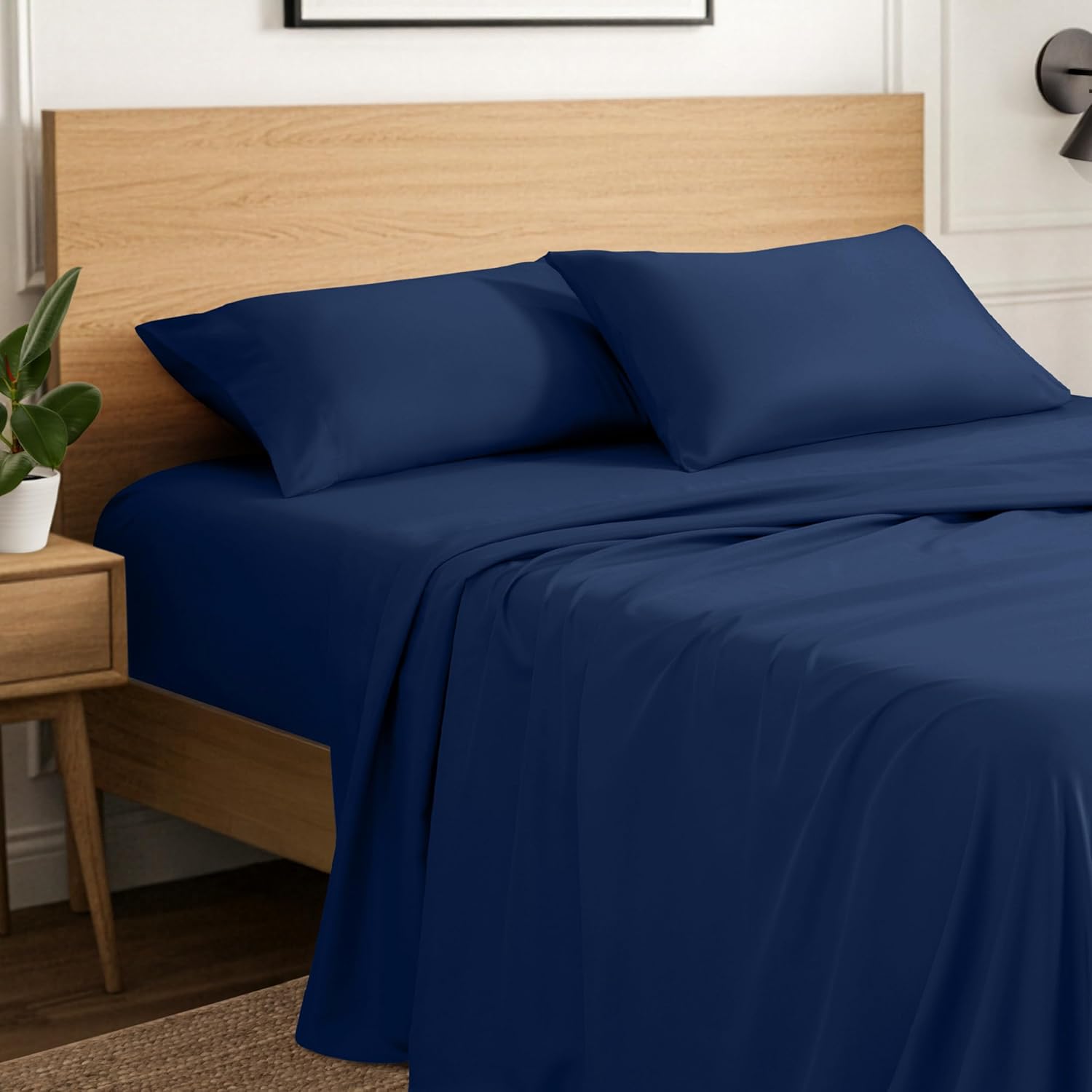 Ivy Union Full Size Sheet Set - Ultra-Soft Cooling with Deep Pockets - Breathable, Easy-Fit - Hotel Luxury Bedding Sheets & Pillowcases Full, Dark Blue