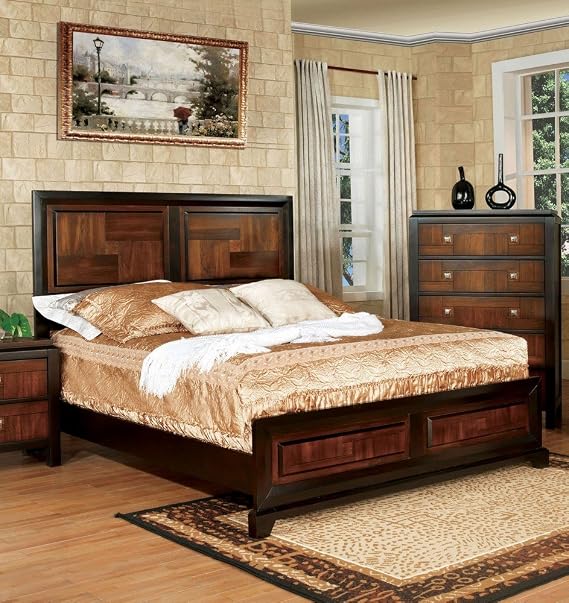 24/7 Shop at Home 247SHOPATHOME IDF-7152EK Bed-Frames, King, Walnut