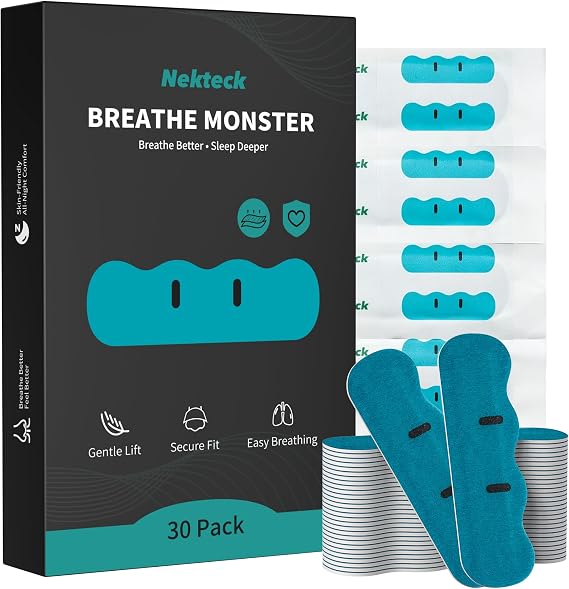 Nekteck Breathe Monster Nasal Strips, Nasal Congestion Relief, Drug-Free, 30 Individually Wrapped