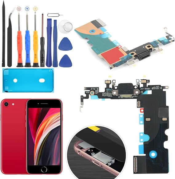 Replacement for iPhone SE 2020 Charging Port Dock Connector for iPhone SE 2020 A2275 A2296 A2298 Charging Port Replacement USB Charger Board Flex Cable Assembly Accessories with Repair Tools