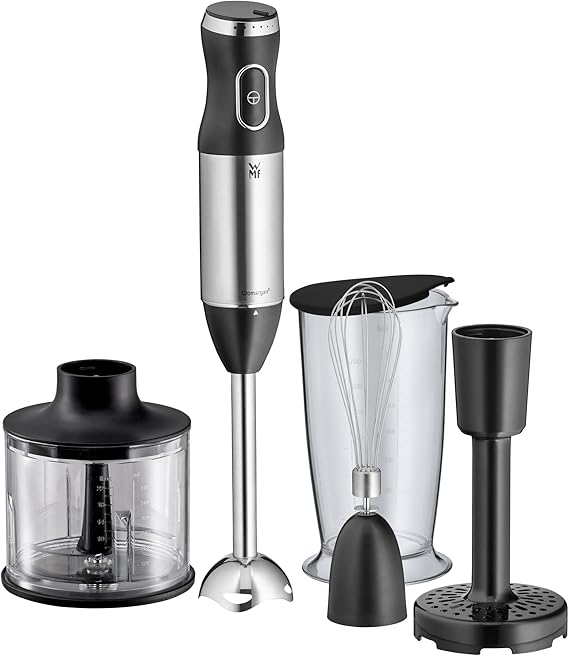 WMF Kult X El Blenderı Seti, 5 Parça, 600 W, Paslanmaz Çelik El Blenderı, Çırpıcı, Ezici Aparat, Doğrayıcı, 700 ml Karıştırma Kabı, Bulaşık Makinesinde Yıkanabilir
