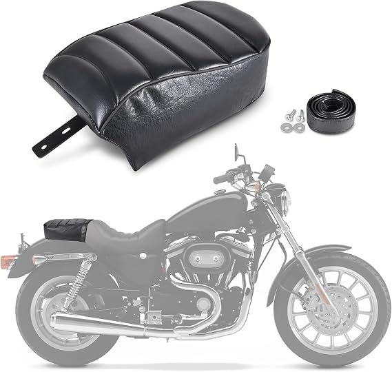 Goldfire Rear Passenger Seat for Harley Back Seat Accessories Black Leather Motorcycle Rear Back Pillion Seat Compatible with Harley Sportster Iron 883 XL883N 2016-2023