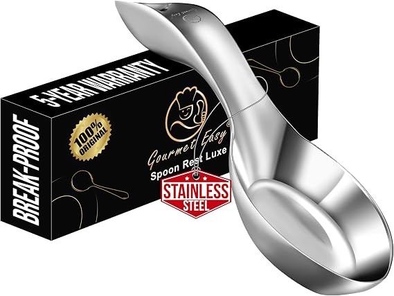 Gourmet Easy Spoon Rest Kitchen Essential, Polished Finish Stainless Steel