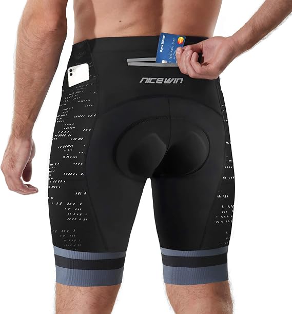 Men's Cycling Shorts Anti-Slip Leg 4D Padded Bike Shorts with 3-Pockets Breathable Biking Bicycle Motorcycle Half-Pants