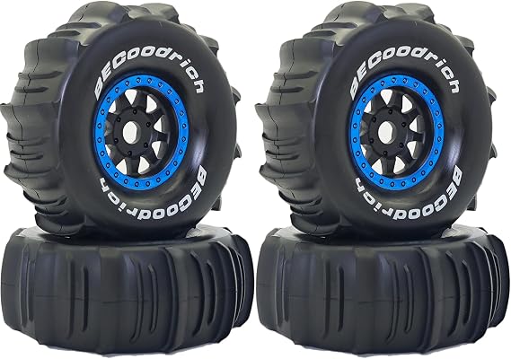 1/7 1/8 RC Off Road Truck Wheels 17mm Hex And Tires OD 5.5" Short Course Snow Sand Tyres For 1:7 1:8 Scale Buggy Truck Car TRAXXAS UDR FS Atom ARRMA Mojave 6S EXB YK4072 DF7 TB7 4PCS (Blue)