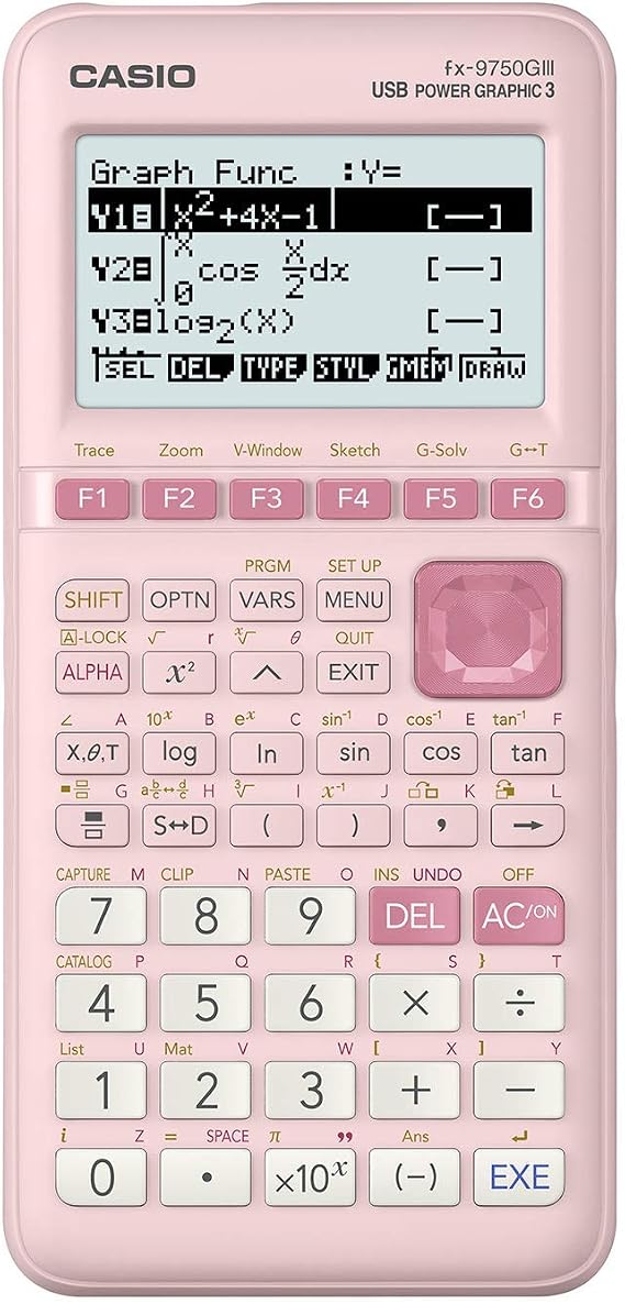 Casio fx-9750GIII Graphing Calculator, Python Programming, Pink