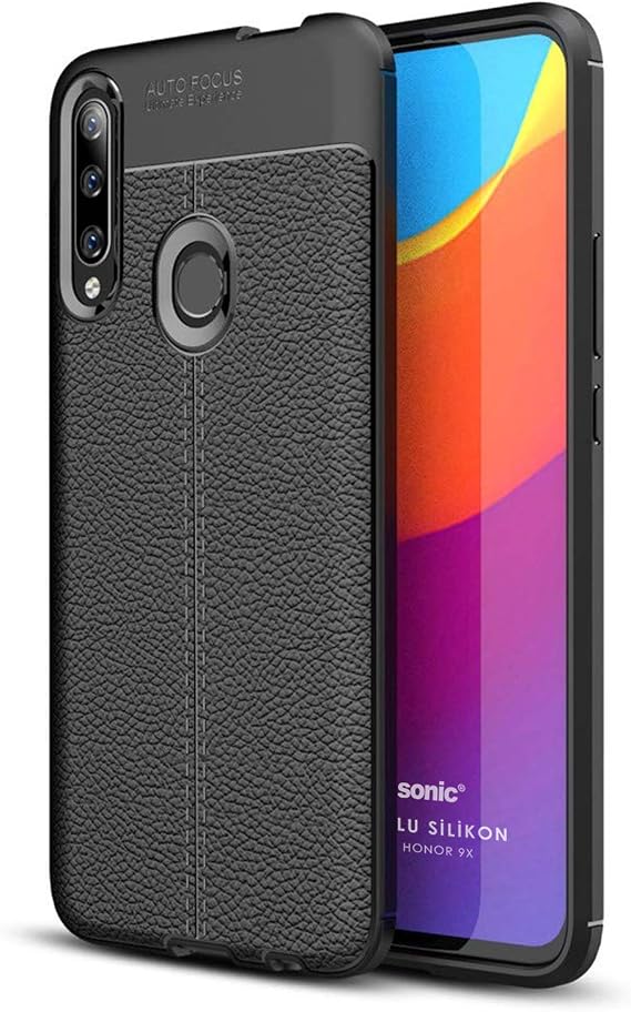 Microsonic Huawei Honor 9X için Kılıf Deri Dokulu Silikon Siyah [Honor 9X ile Uyumlu Kılıf - Siyah]