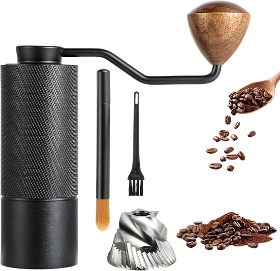 ​ISHEWUDU Manual Coffee Grinder, Coffee Grinder Manual with Stainless Steel Conical Burr, Hand Coffee Grinder Portable and Small Coffee Bean Grinder for Espresso to French Press