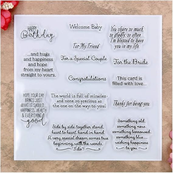 Kwan Crafts Words Happy Birhtday Welcome Baby Congratulations Clear Stamps for Card Making Decoration and DIY Scrapbooking