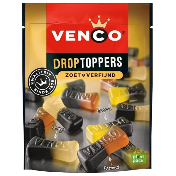Venco Dropduo's Zoet & Verfijnd I Sweet Honey Banana Caramel Liquorice I 205 g 7.23 ounce