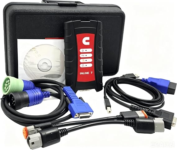 Generic Data Link Adapter, Truck Diagnostic Tool Compatible with Cummins Inline 7, Pre-Installed Insite 9.3 Software, QuickServe Maintenance & Parts Manual(Inline 7 Tool+Insite Software)