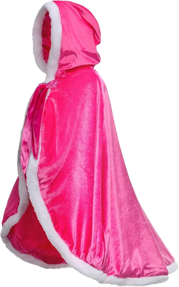 Party Chili Princess Cape Costume Cloak for Girls 3-12 Years | Hooded Cloak, Halloween Costume, Birthday Party, Christmas Gift, Cosplay, School 100 Days Dress up