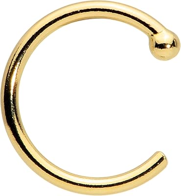 20 Gauge 14 Solid 14k Yellow Gold Small Nose Hoop
