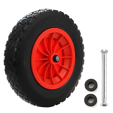 14" Wheelbarrow Wheel PU Puncture Proof Solid 3.50-8 Wheel Solid Tyre Rim Wheels Tyre Heavy Duty Replacement Tire for Garden Trolley Barrow Go Cart