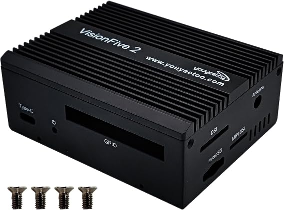WayPonDEV Black Metal Case for VisionFive2 RISC-V Open Source Single Board Computer, Metal Heat Sink for VisionFive2 Linux Starter Kit