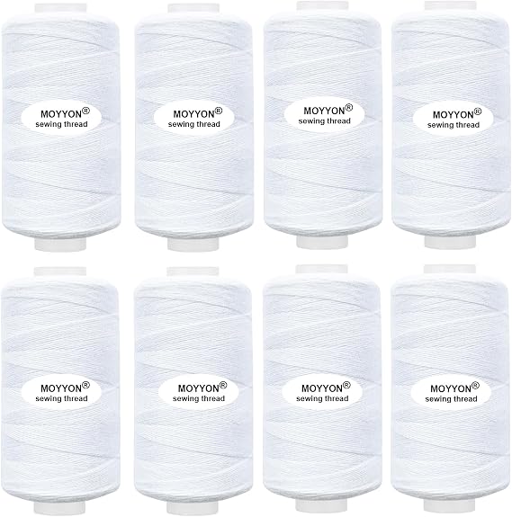 8 Spool Total 4000 Yards Sewing Thread (White)
