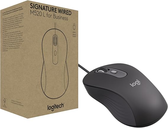 Logitech Signature Wired M520 L Optical Mouse for Business - Graphite