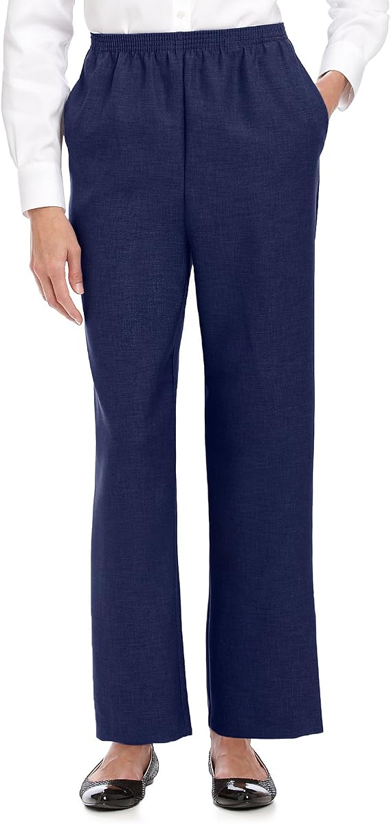 Alfred Dunner Petites' Pull-on Flat-Front Pants Navy 12P Short
