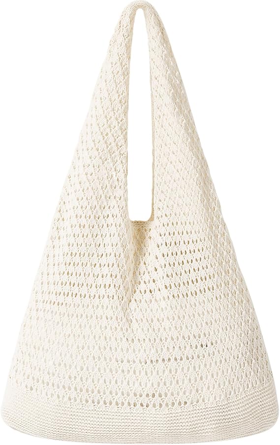 WantGor Crochet Bags, Beach Mesh Tote Bag Womens Shoulder Shopping Handbag