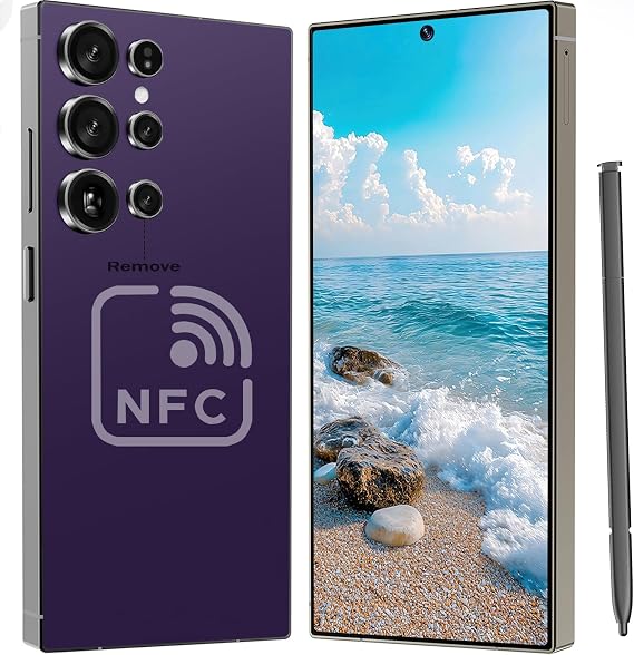 I25 Ultra Unlocked Cell Phone with NFC, 7000mAh Long Battery Life Smartphone,Built in Pen,6.8" HD Screen 12+1TB Unlocked Phones,5G/Dual SIM/Fingerprint Unlock/Face ID (Purple)