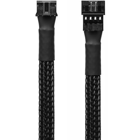 CRJ Micro PH 4-Pin Extension Cable - 12-inch (30cm), Black Sleeved - Micro PH 2.0mm Pitch Connector Extension Cable for Computer Graphics Cards and Fans