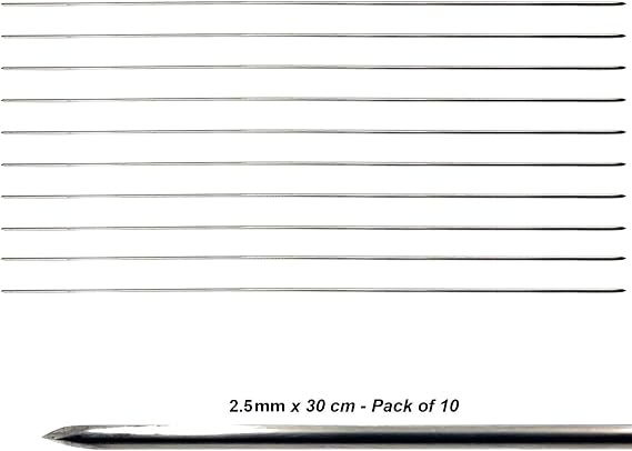 Medikrebs K-Wire 2.5 mm x 30 cm - 10 pcs, Stainless Steel, Silver, Orthopedic Wire
