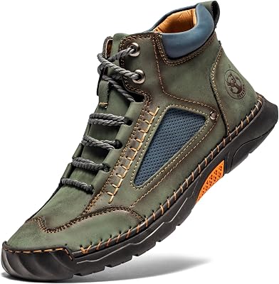 FLYLAND Mens Casual Leather Fashion Sneakers Ankle Chukka Boots Handmade Lightweight Loafers Mid Top Walking Driving Shoes