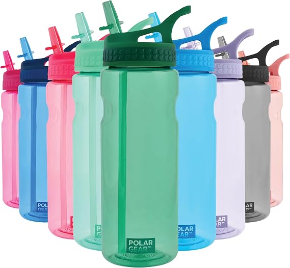 Polar Gear Aqua Grip Water Bottle – BPA-Free Reusable Water Bottles With Straw – 650ml Sports Water Bottle Perfect for Gym, Cycling & Work