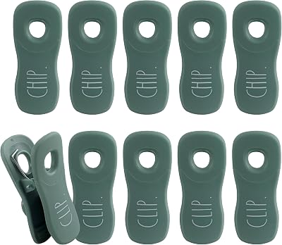Rae Dunn Bag Clips with Magnet - Chip Clips, Food Storage with Air Tight Seal Grip for Bread, Snack and Food Bags, Pack of 10, Sage