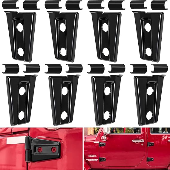 Door Hinge Cover Trim Exterior Accessories for Jeep Wrangler JK JKU Sport Rubicon Sahara X Unlimited 2-Door & 4-Door 2007-2018 (Black 8PCS)